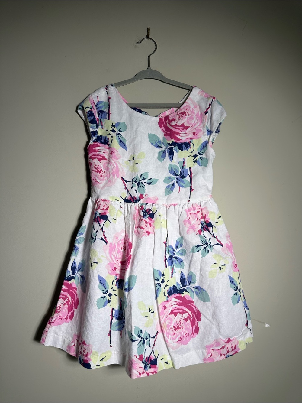GAP White Floral Dress with Pink and Blue Blooms